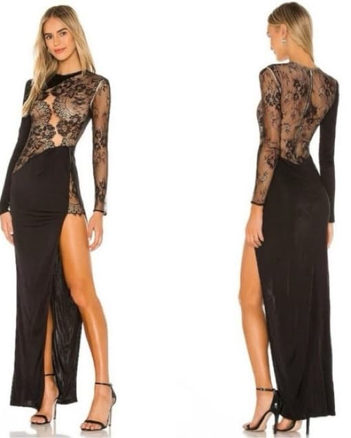 Michael Costello Black Lace Gown XS - Image 1