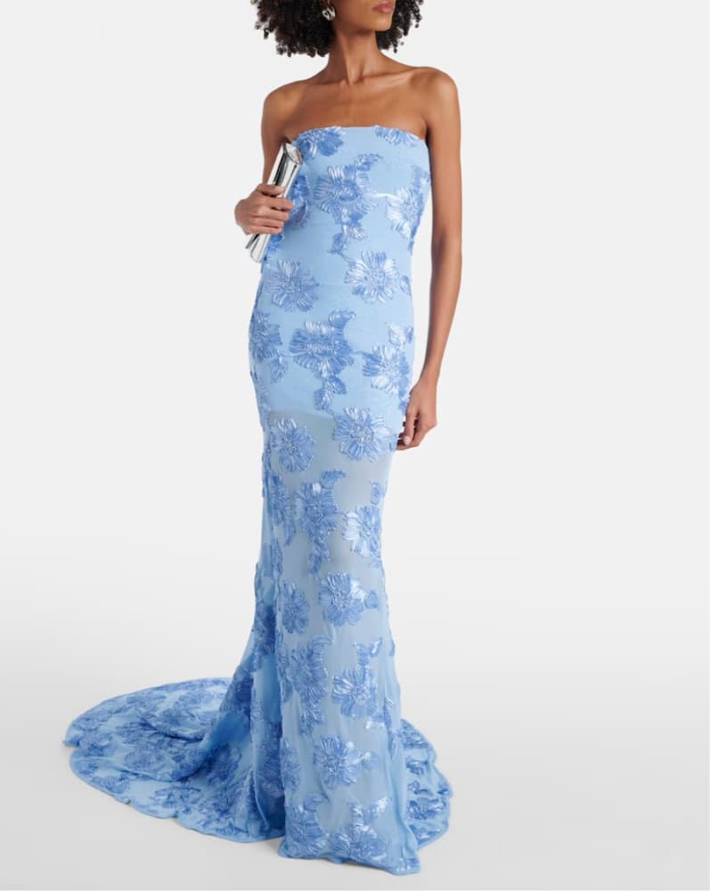 Rotate Alberty Floral-Appliqué Mesh Gown - Image 3