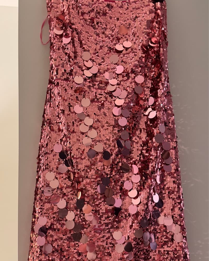 Glittering Pink Sequin Tube Dress - Image 2