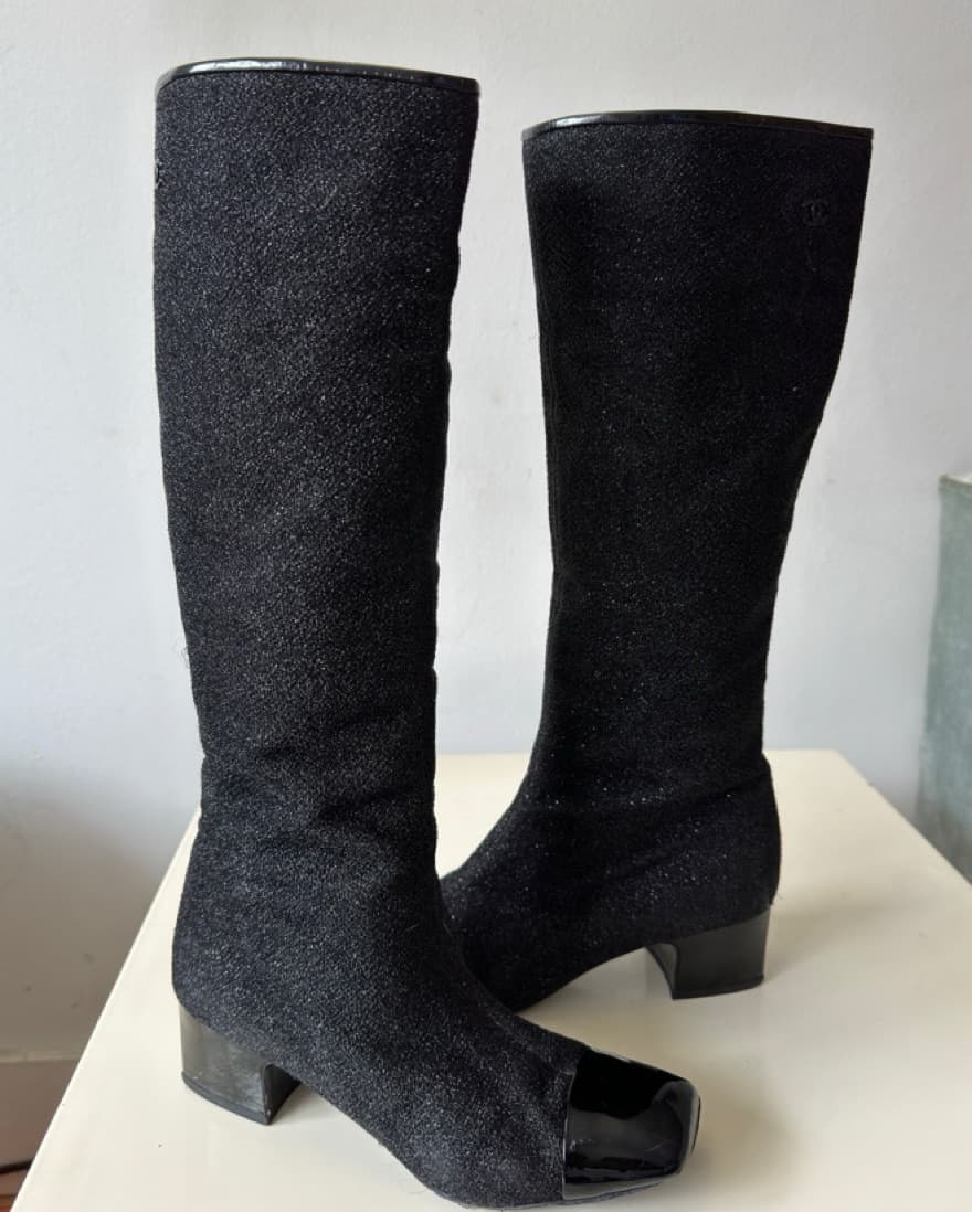 CHANEL 2019 High Black Boots Size 37  - Image 6