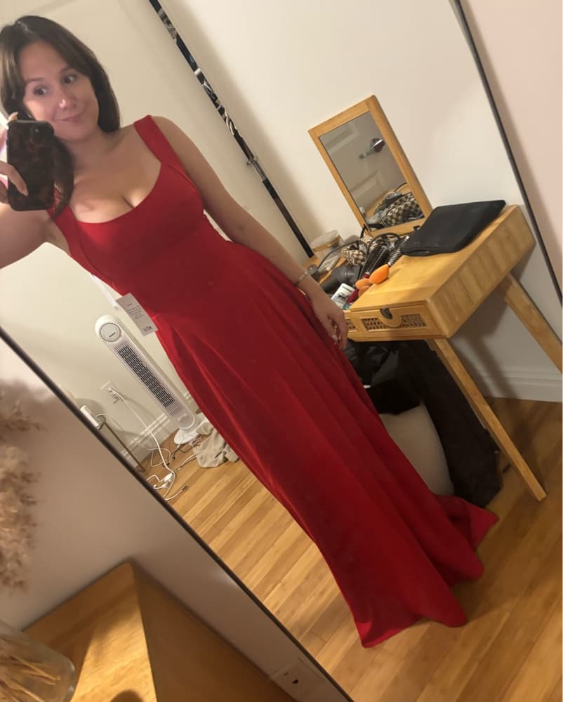 Red Atu Body Couture Crepe Gown - Image 5