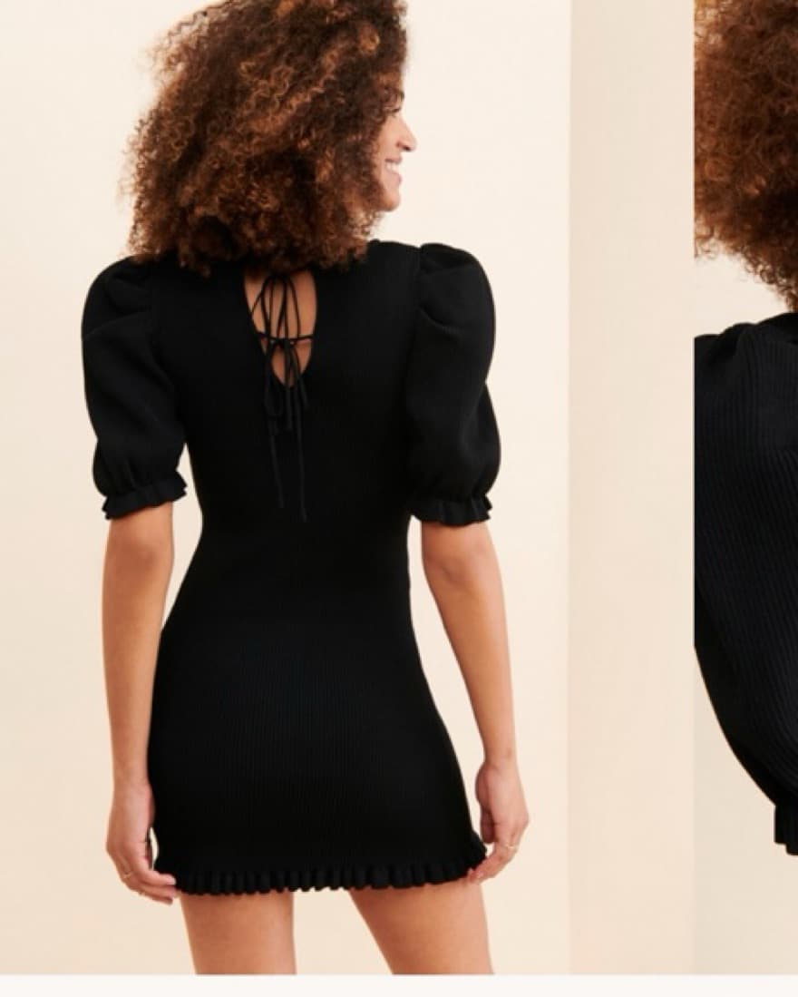 Black Mini Dress With Puffy Sleeves - Image 3