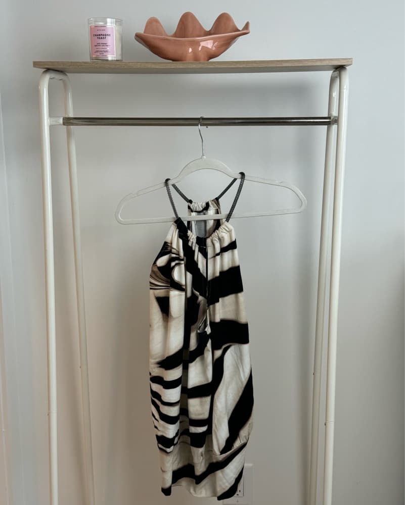 Black, White and Beige Striped Top - Image 2