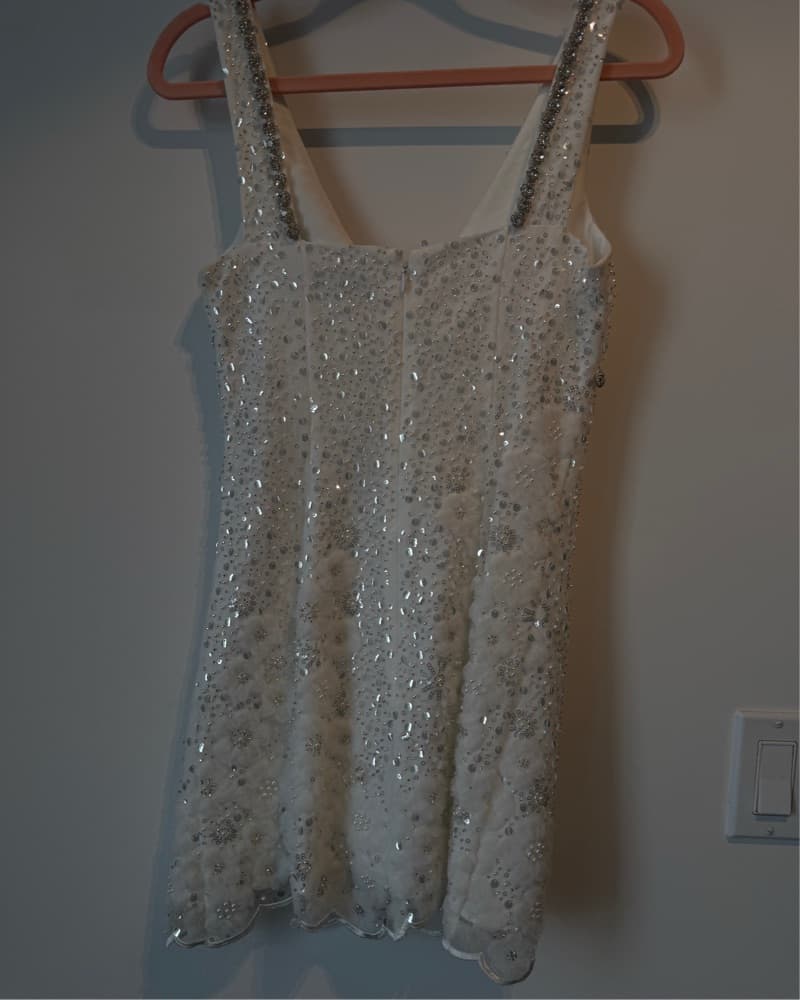 $700 Sparkling White Sequin Mini Dress  - Image 2