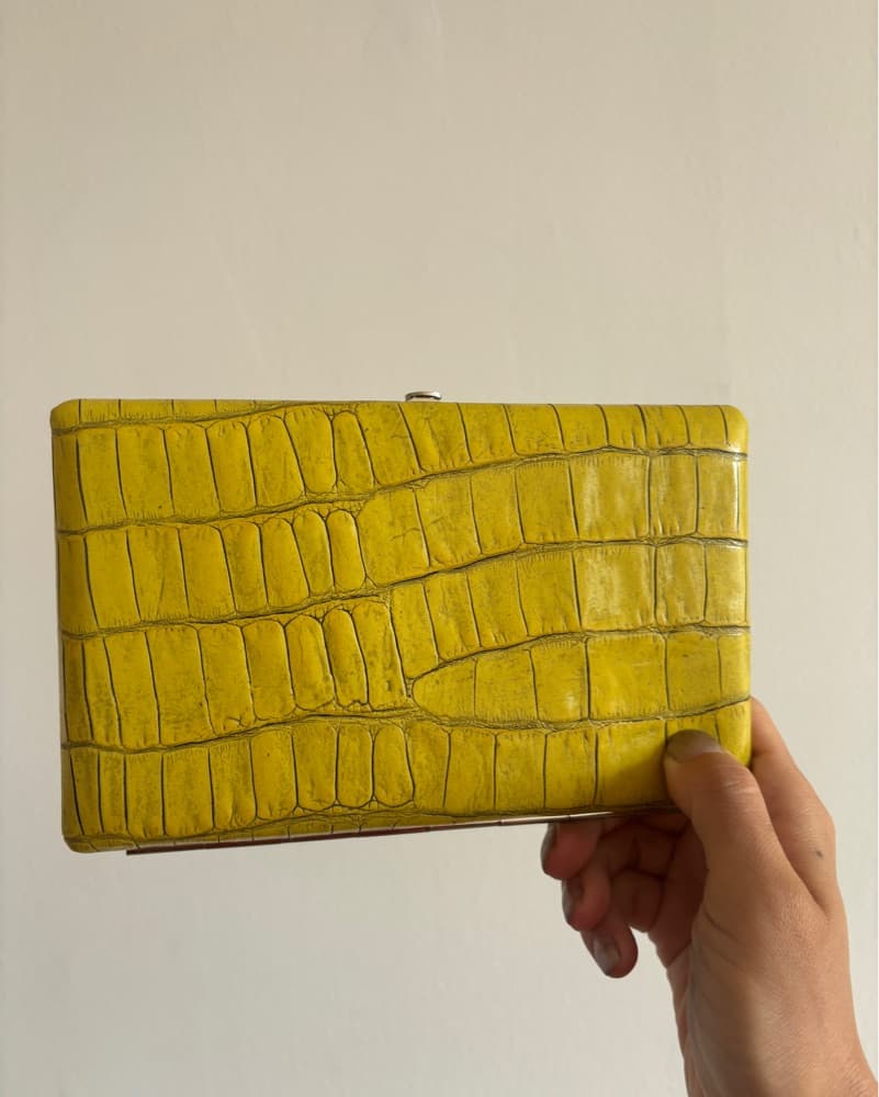Vintage Yellow Croc Clutch  - Image 3