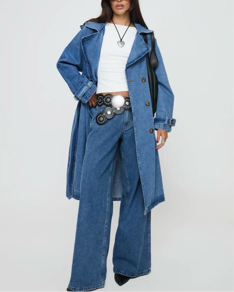 Princess Polly HONEYED DENIM TRENCH COAT - Image 1