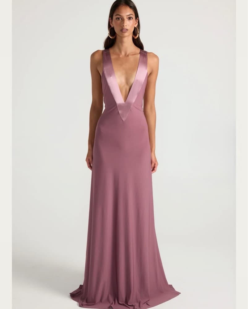XS- S Ance Gria Rosa Plunge Gown - Image 2