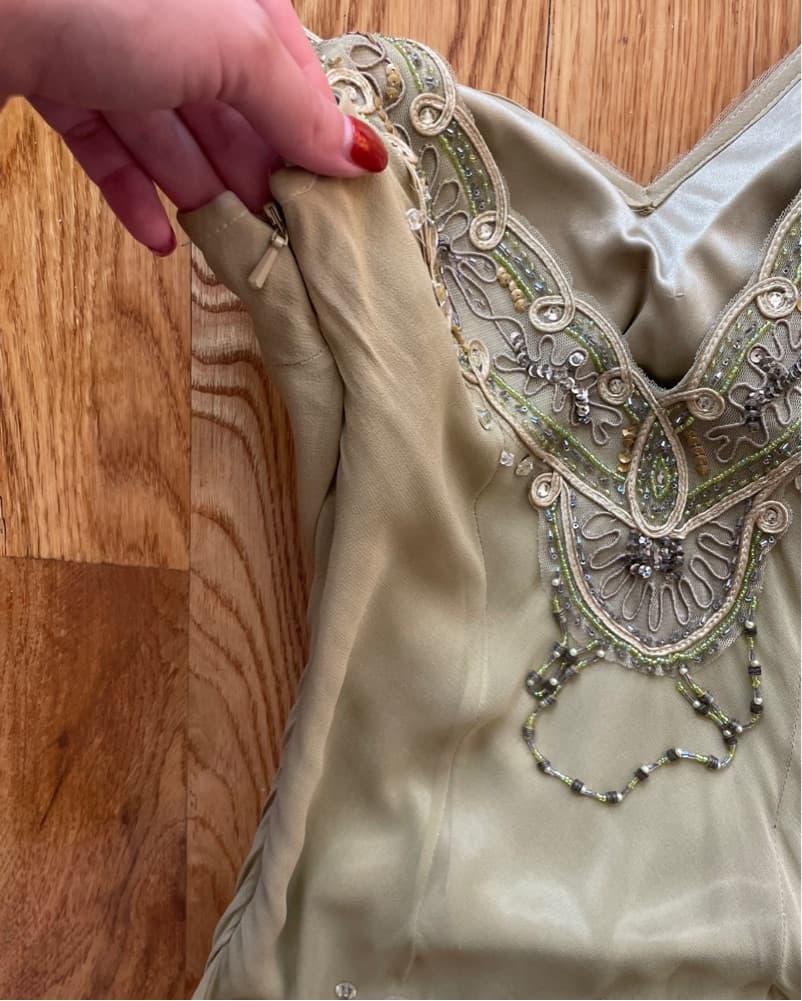 100% Silk Sue Wong Beaded Art Deco Dress - Image 5