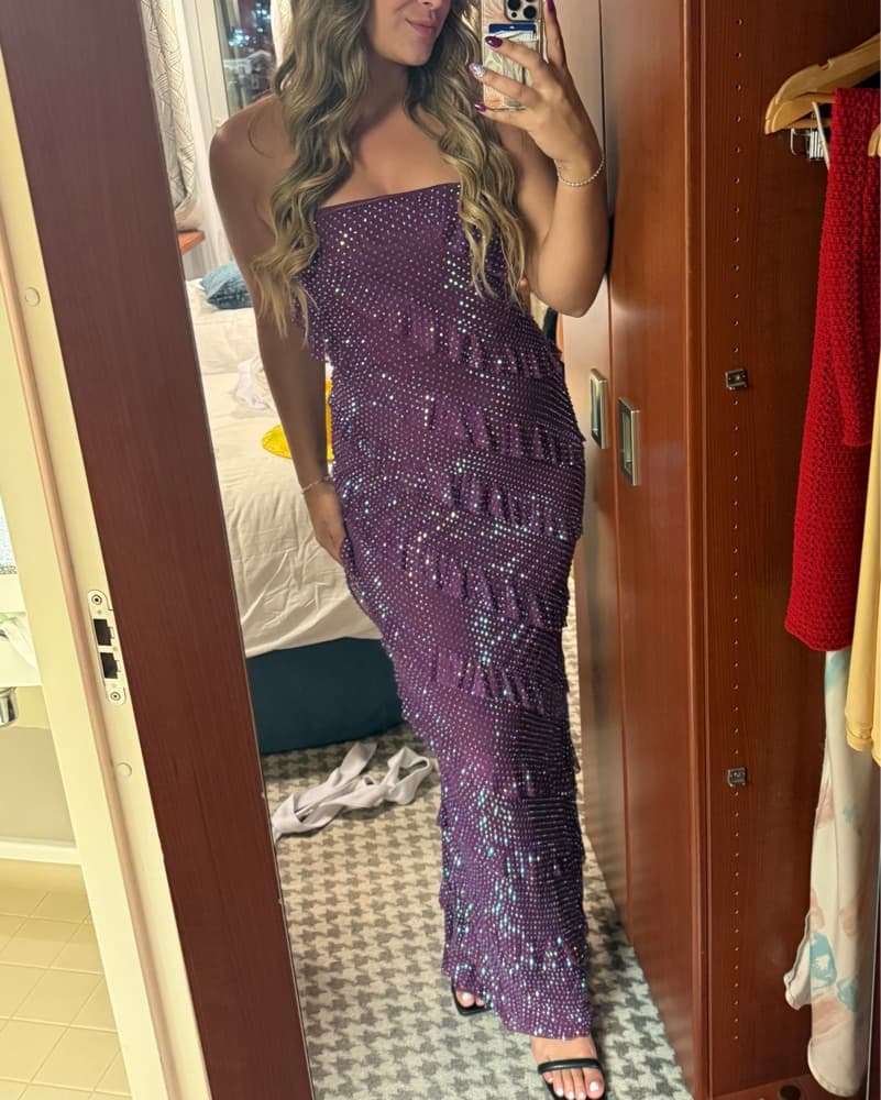 Sparkling Purple Strapless Gown - Image 2
