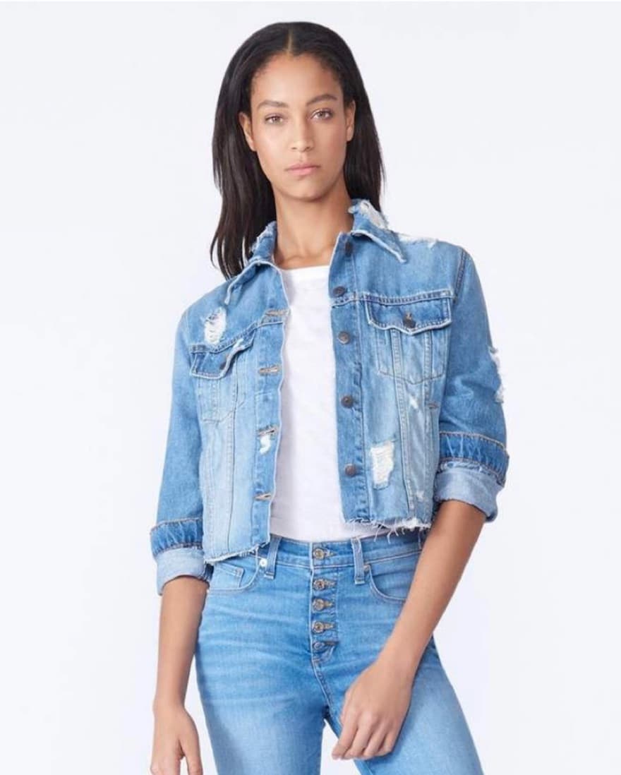 Veronica Beard Distressed Jean Jacket - Image 1