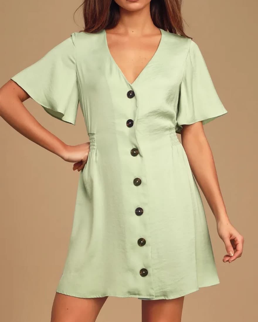 Lulus Sage Green Mini Dress - Image 2