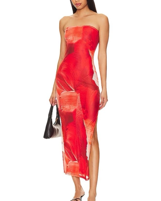 Red Printed Revolve Midi Dress - Image 2