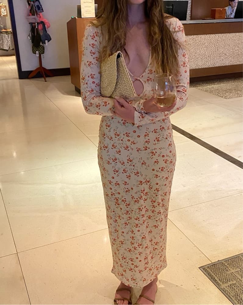 Resa Midi Floral Stretchy Dress - Image 1