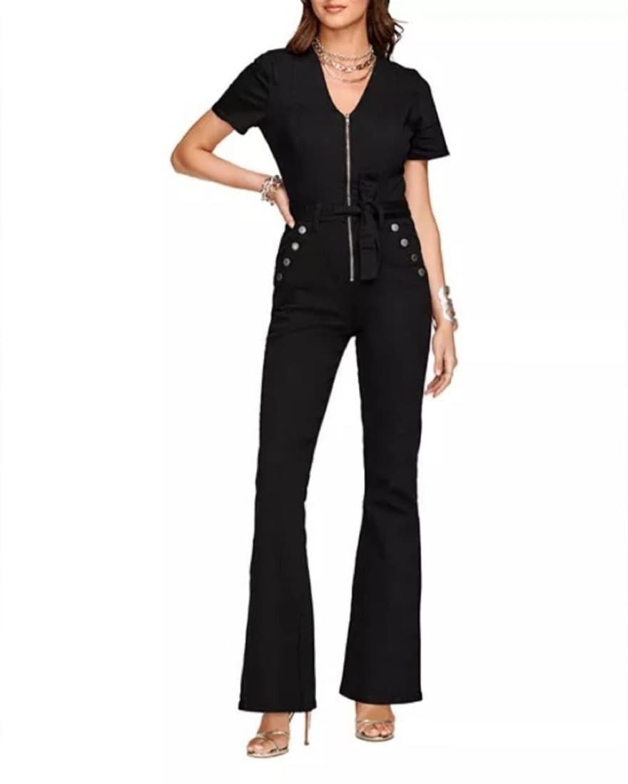 Chic Black Jumpsuit with Button Accents - Image 1
