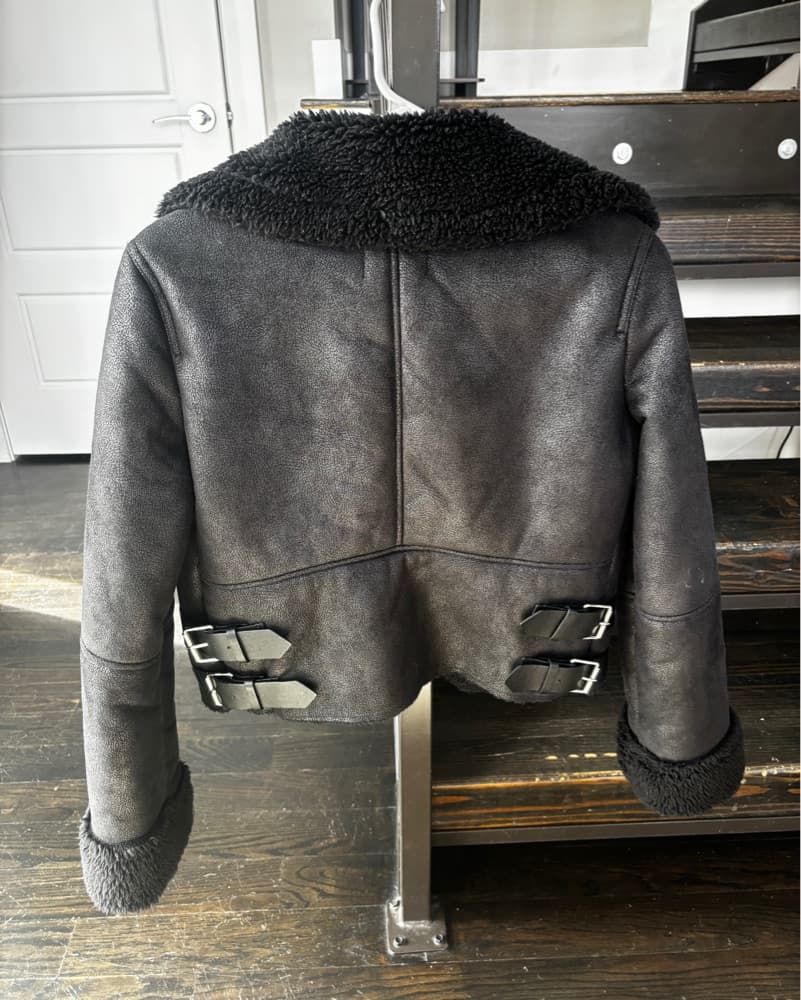 Plush Faux Shearling Moto Jacket - Image 2