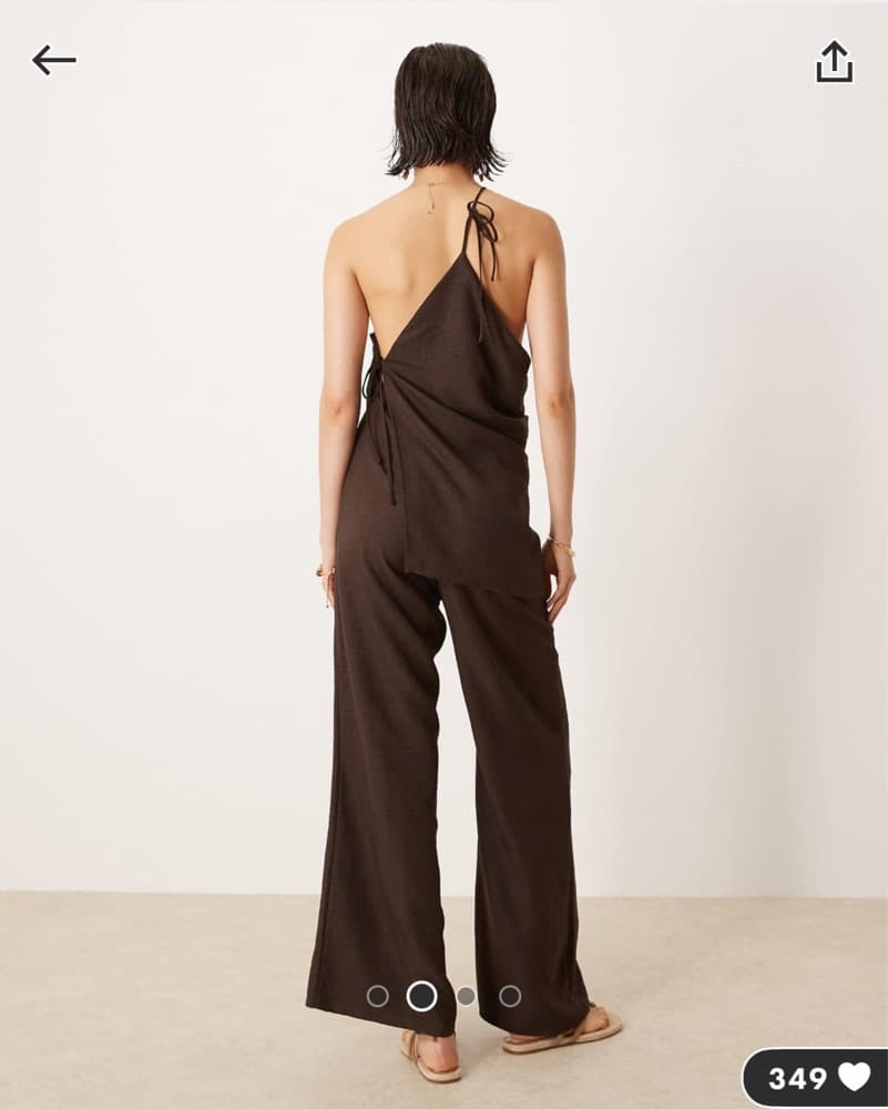 Linen Look Brown Jumpsuit  - Image 3
