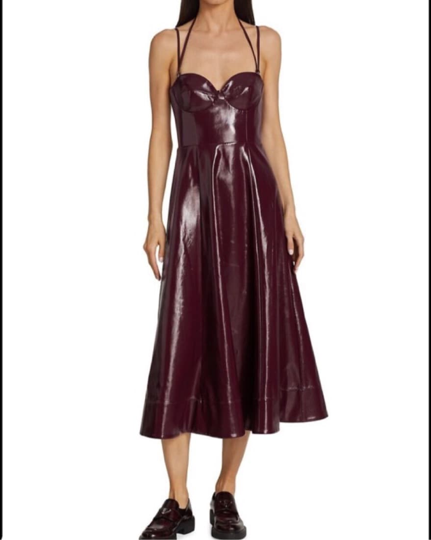 ABSTRACT DRESS PLUM VEGAN PATENT LEATHER - Image 1