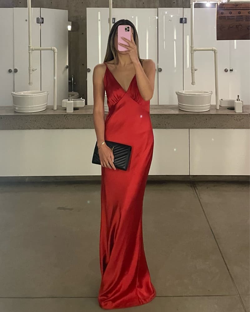 Moondance V Maxi Dress in Crimson - Image 1