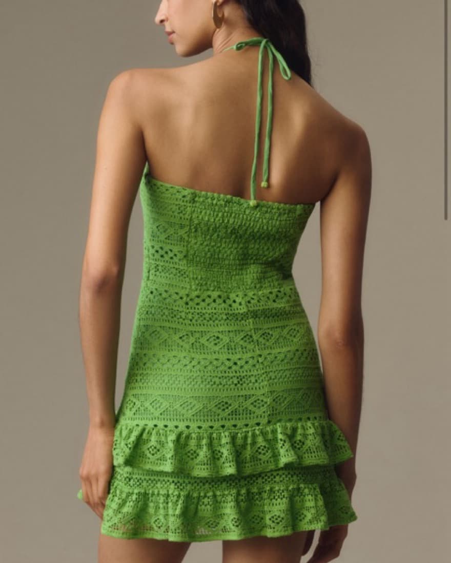 Mini Halter Floral Chrochet Dress - Image 3