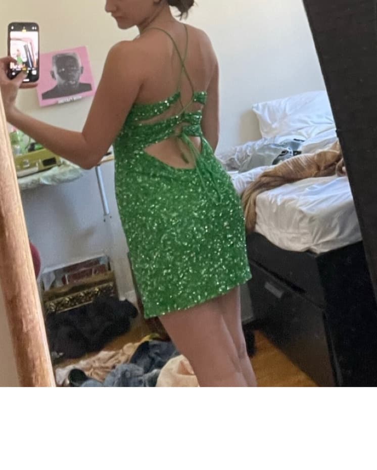 Retrofete Green Sequin Mini Dress  - Image 5