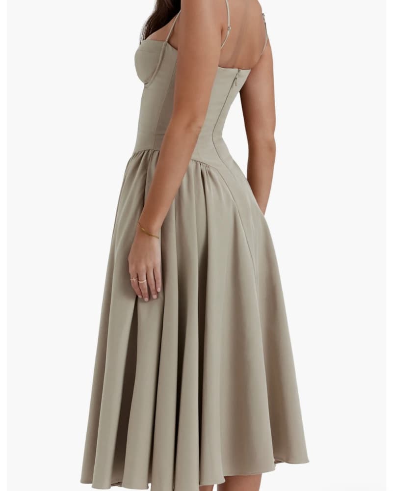 Elegant Beige Midi Dress - Image 2