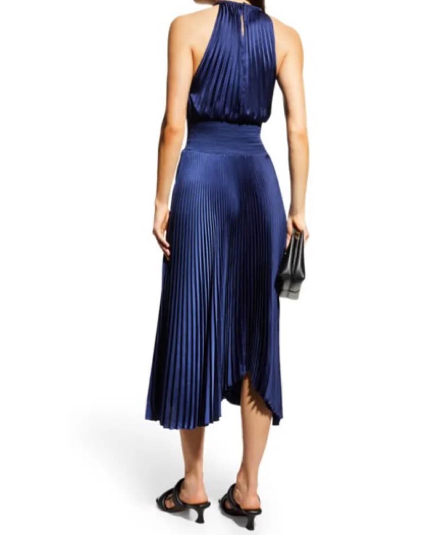 ALC Renzo II Satin Pleated Midi Dress - Image 3