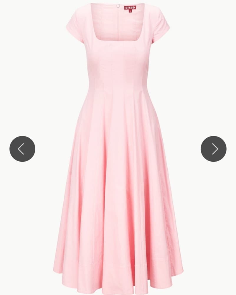 Staud Short Sleeve Wells Dress Pink - Image 1