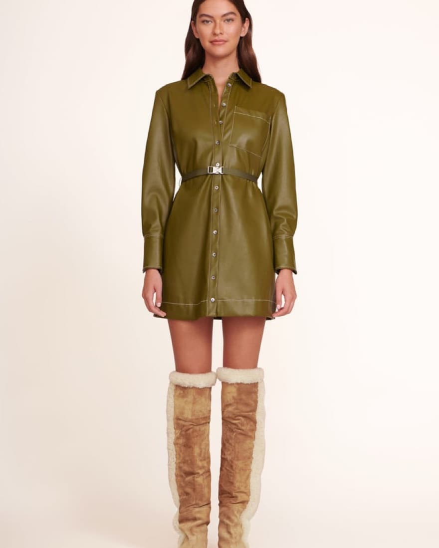 Staud Faux Leather Dress - Image 1