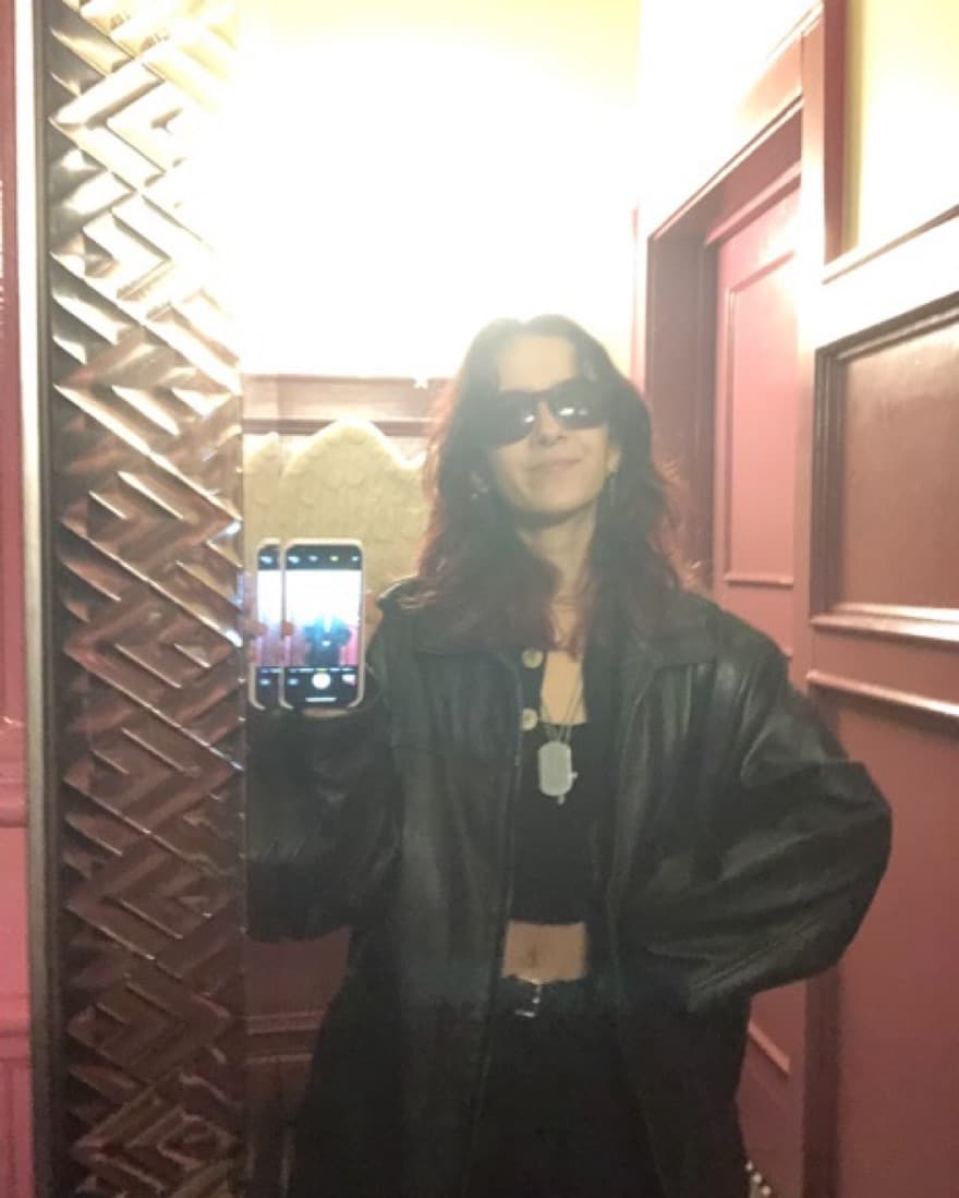 Vintage Black Oversized Leather Jacket  - Image 4