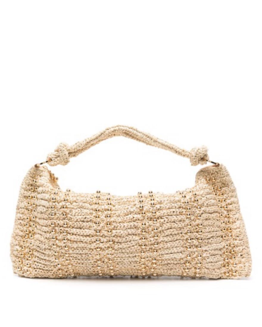 Cult Gaia Raffia Bag W Gold Studs Large  - Image 6