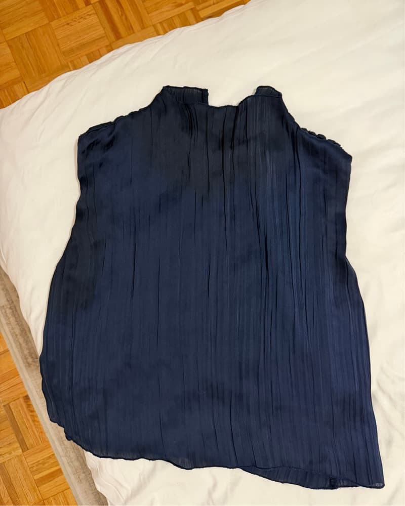 Navy Abercrombie Silk Top - Image 1