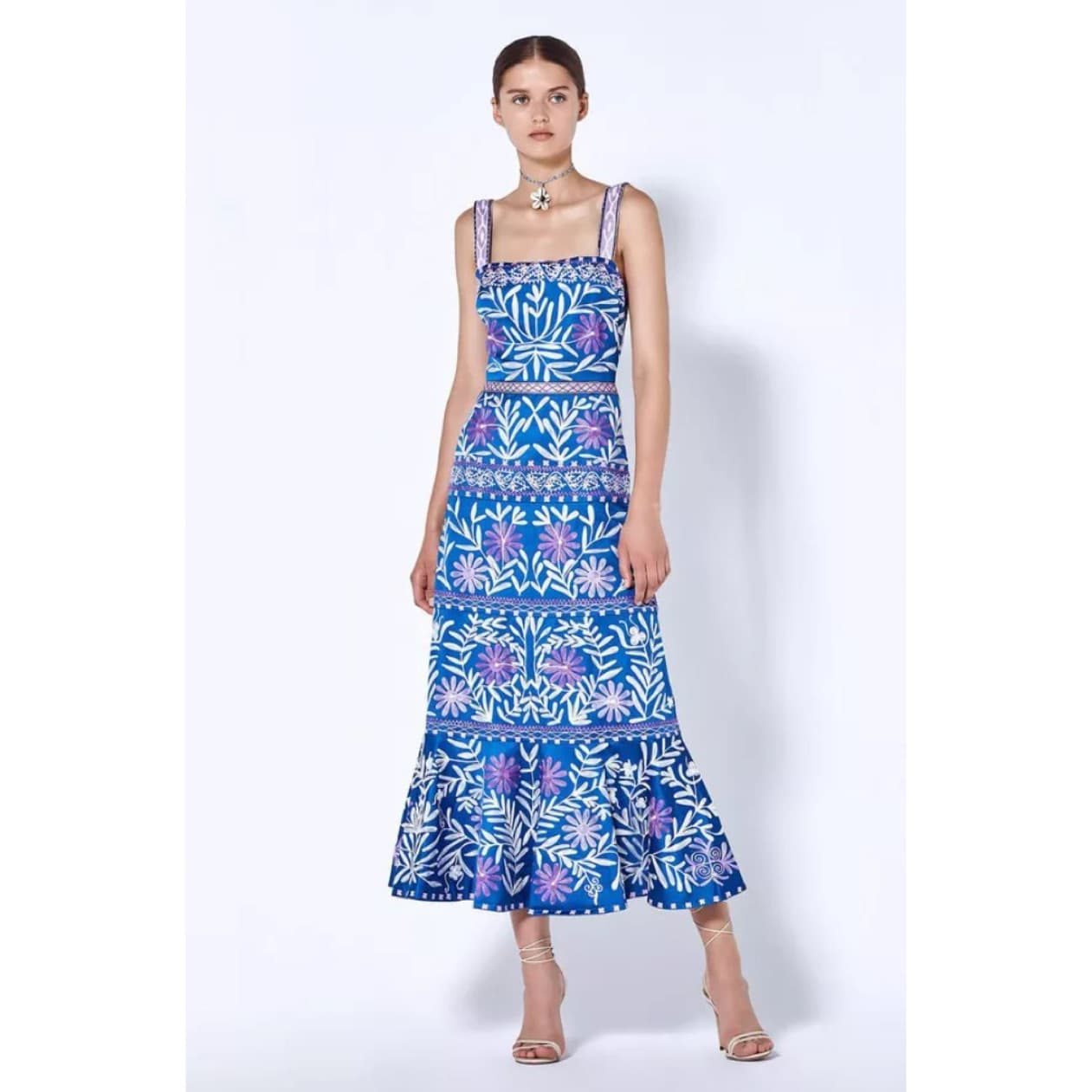 Alexis Alora Embroidered Blue Midi Sz S - Image 1