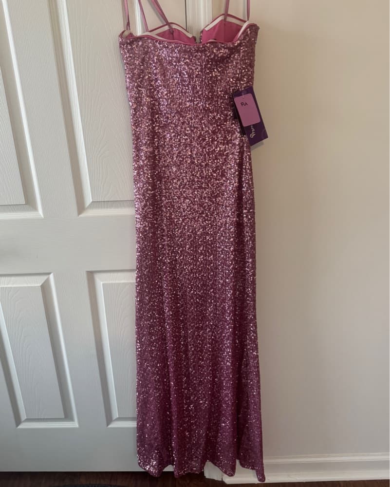 Sparkling Sequin Pink Strapless Gown  - Image 2