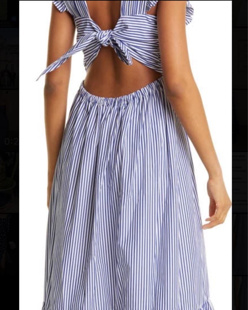 Self Portrait Striped Poplin Dress - Image 5