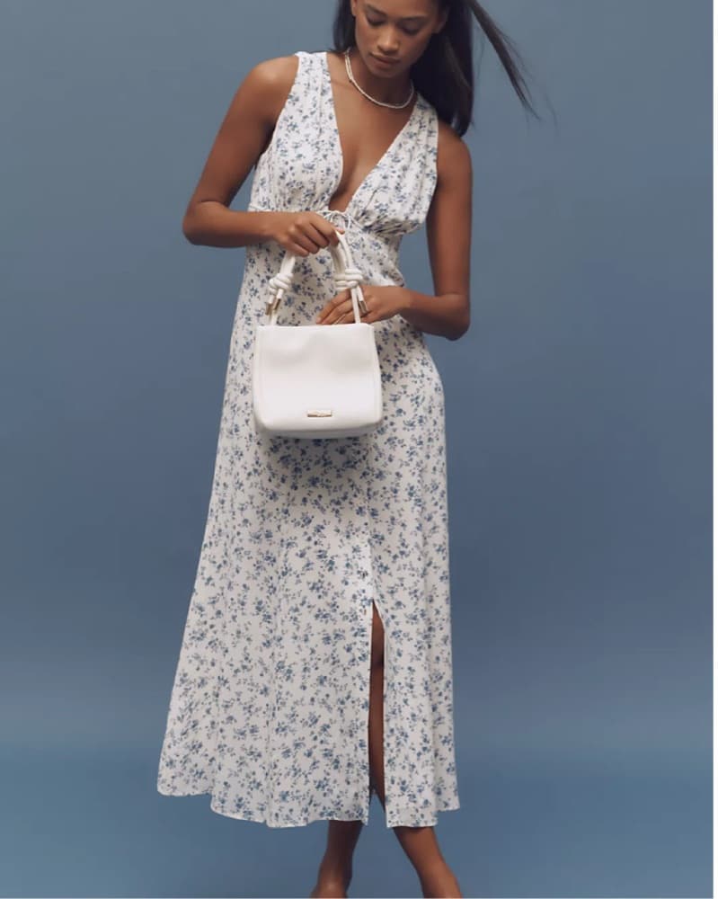 Ceara Plunge Neck Midi Dress Reformation - Image 2