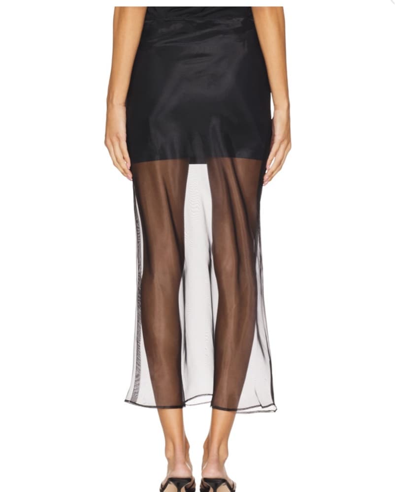 Black Mini Sheer Overlay Maxi Skirt - Image 4