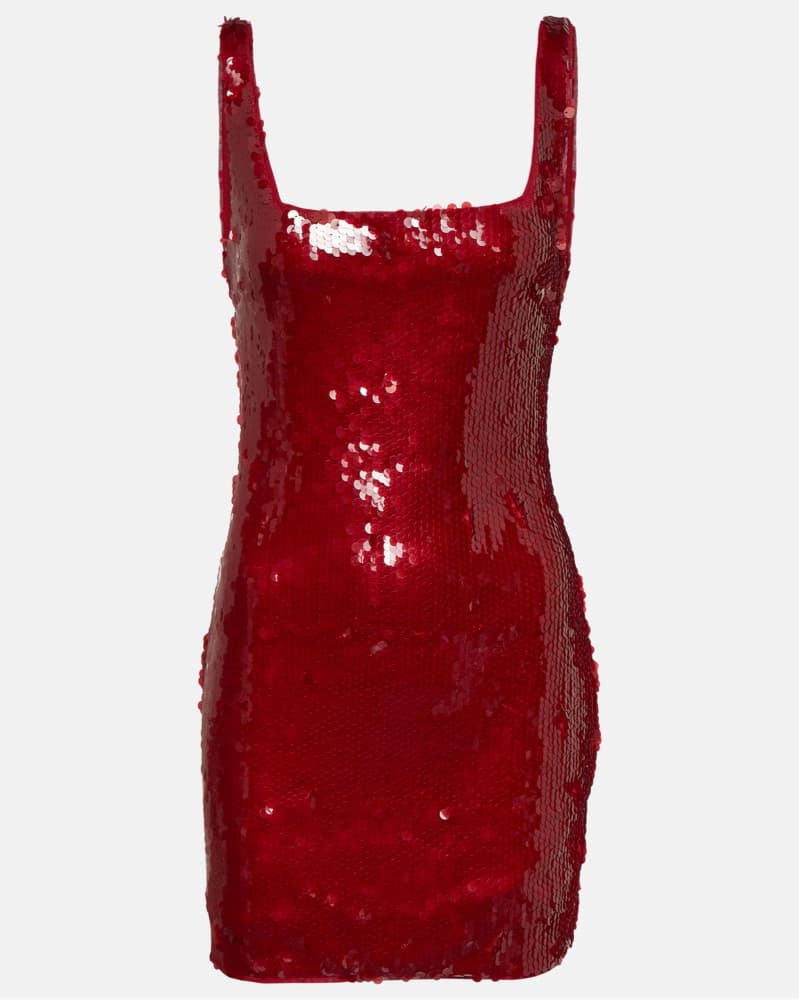 Staud Eclipse Sequin Mini Dress Red - Image 4