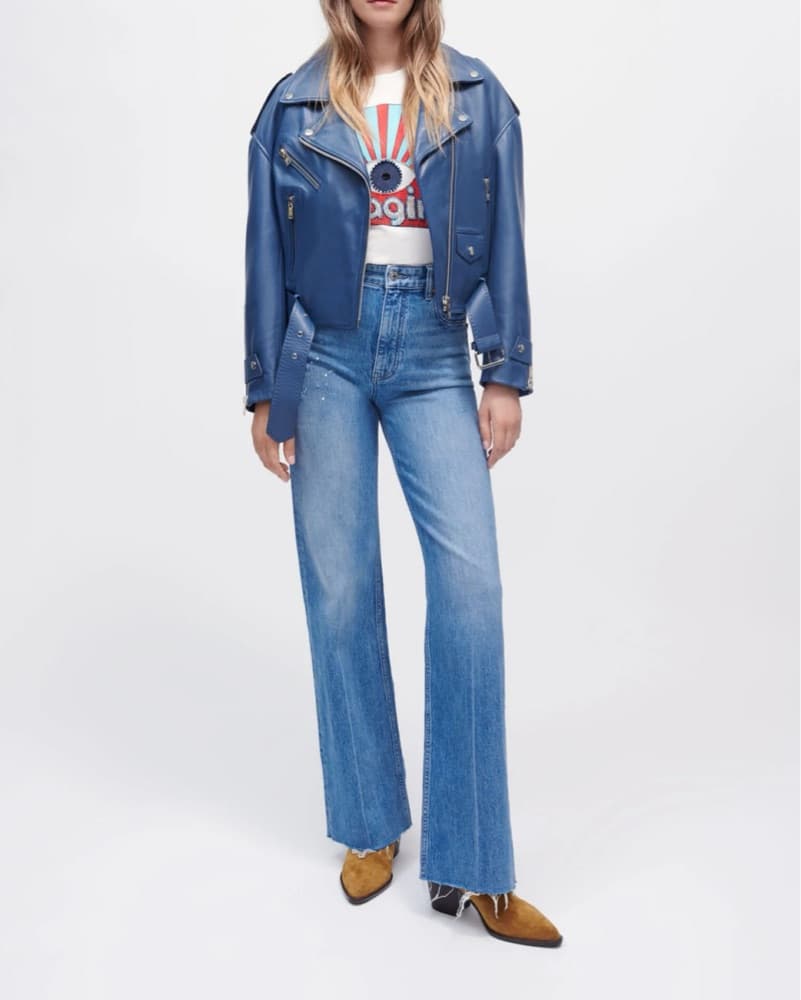 Maje Blue Leather Jacket - Image 3