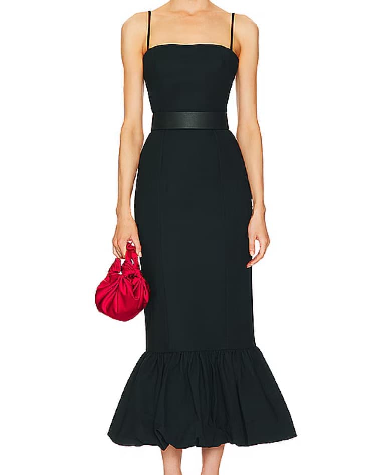 Helsa Faille Midi Dress Black - Image 2