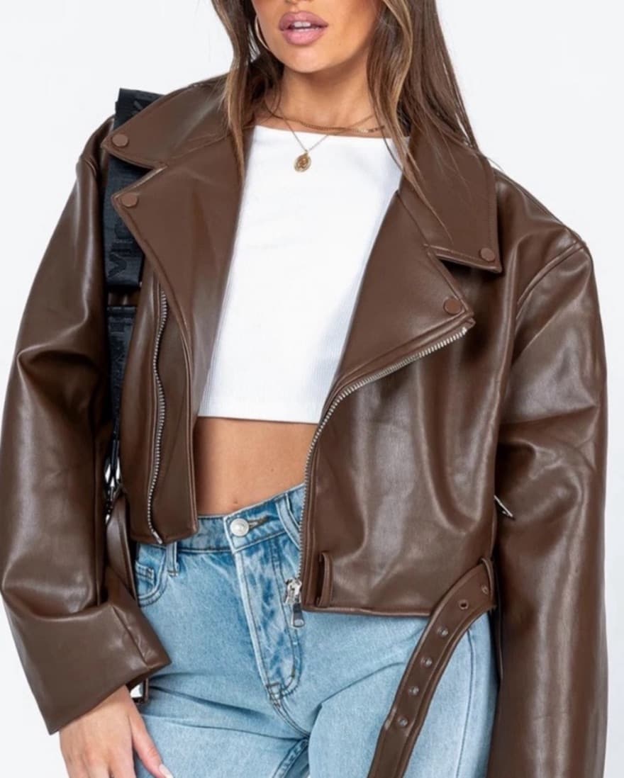 Brown Leather Jacket - Image 1