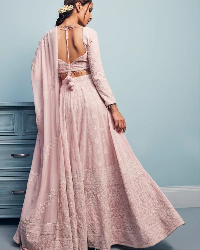 Pink Ling Sleeve lehenga  - Image 5