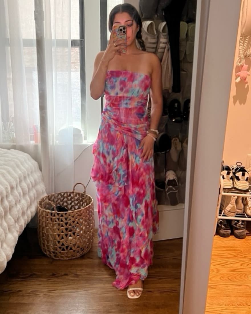 Retrofete Drop Waist Chiffon Silk Dress - Image 1
