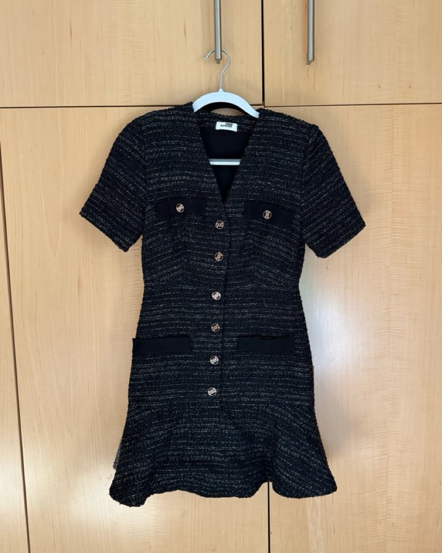 Sandro Tweed Gold Button Dress - Image 2