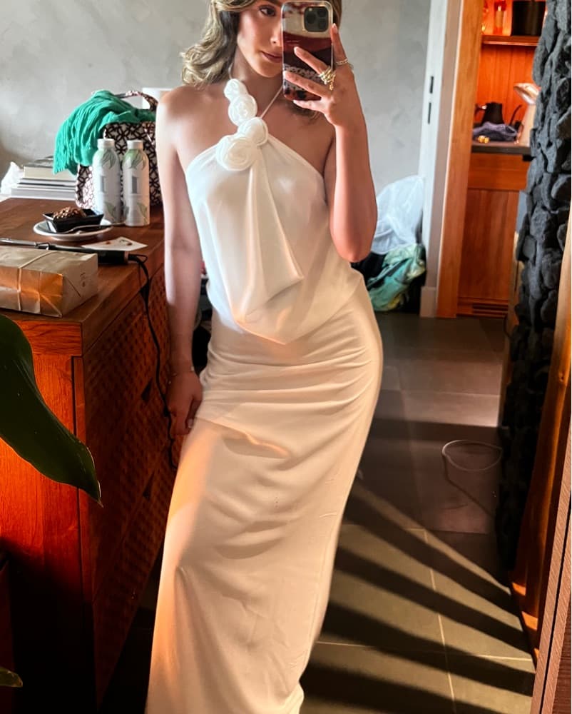 Rosalia Cowl Neck Maxi Dress - White - Image 2