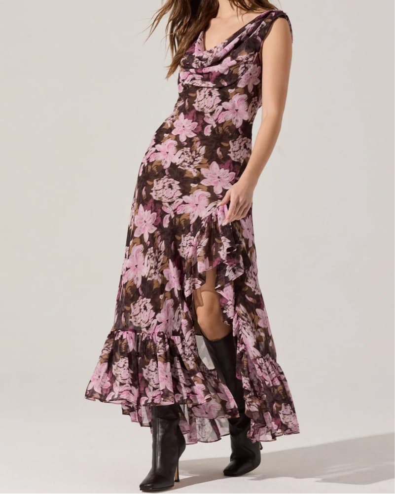 ASTR The Label Pink & Brown Floral Dress - Image 4