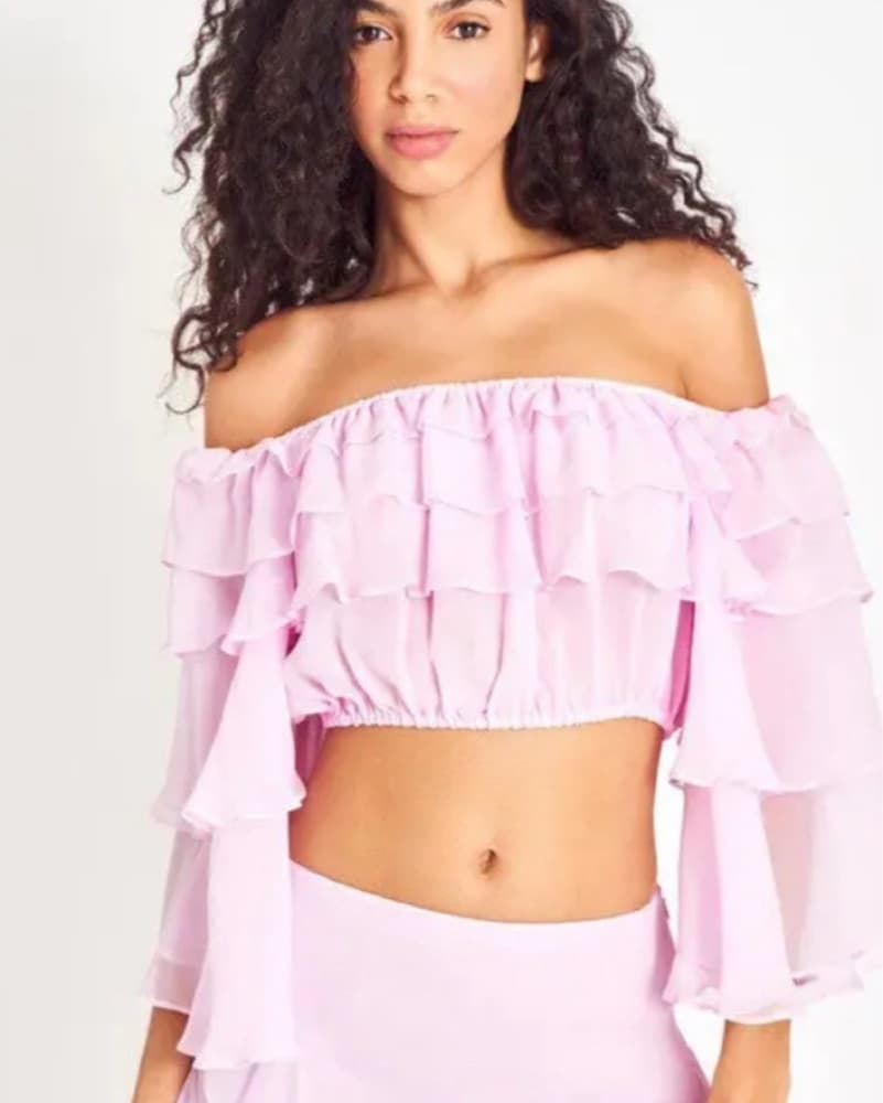 LoveShackFancy Pink Ruffle Top - Image 1