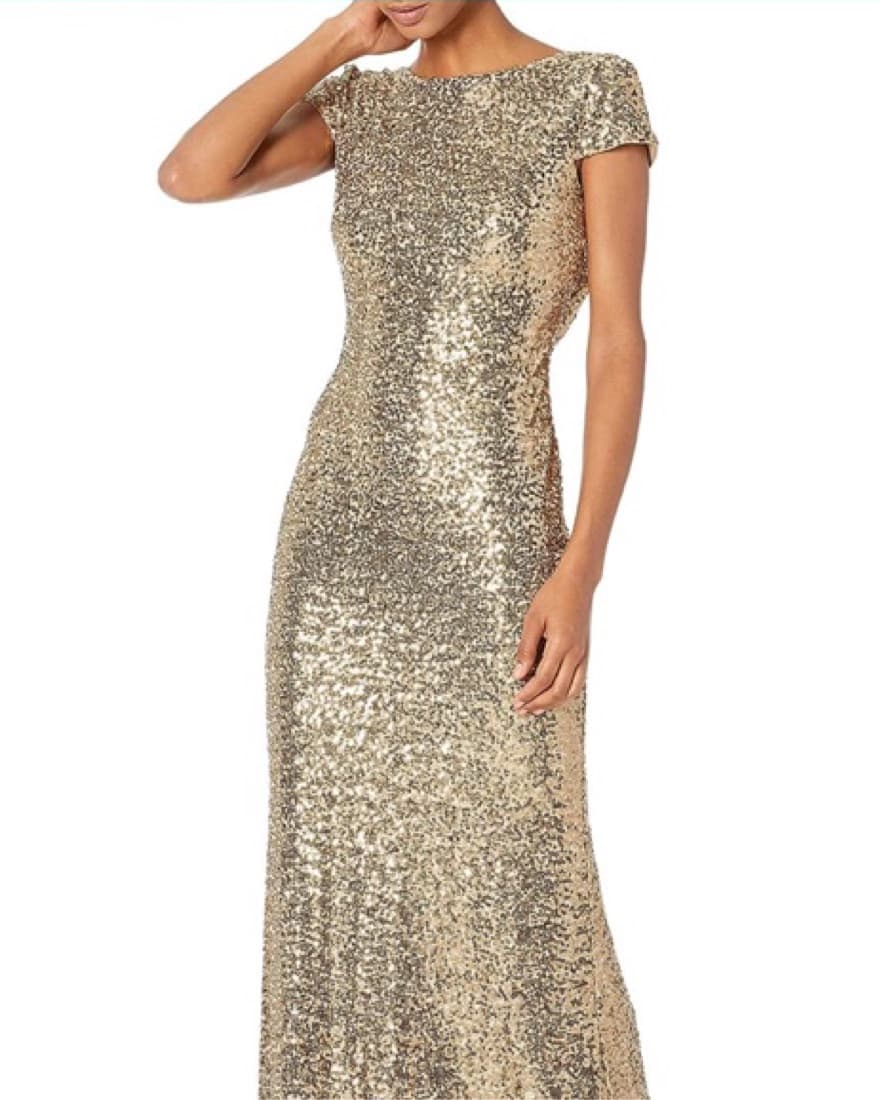 Gold Sequin Long Gown Dress - Image 4