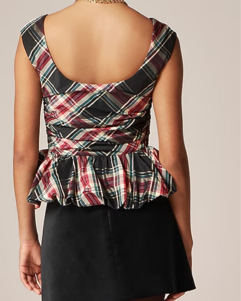 Scoopneck bubble-hem tank top in tartan  - Image 5