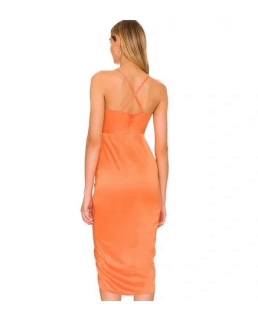 Annalisa Midi Dress - Satin Orange  - Image 2