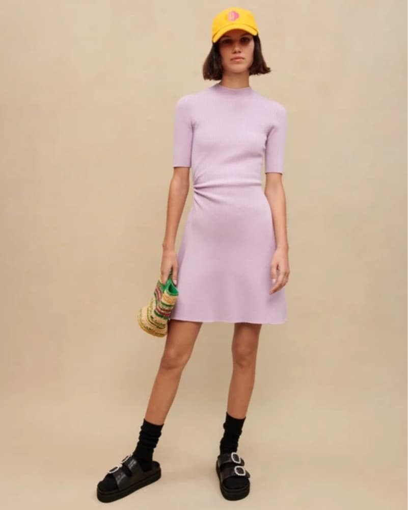 Maje Lilac Rib Knit Dress - Image 4